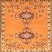 Round Machine Washable Persian Orange Traditional Area Rugs, wshtr4023org