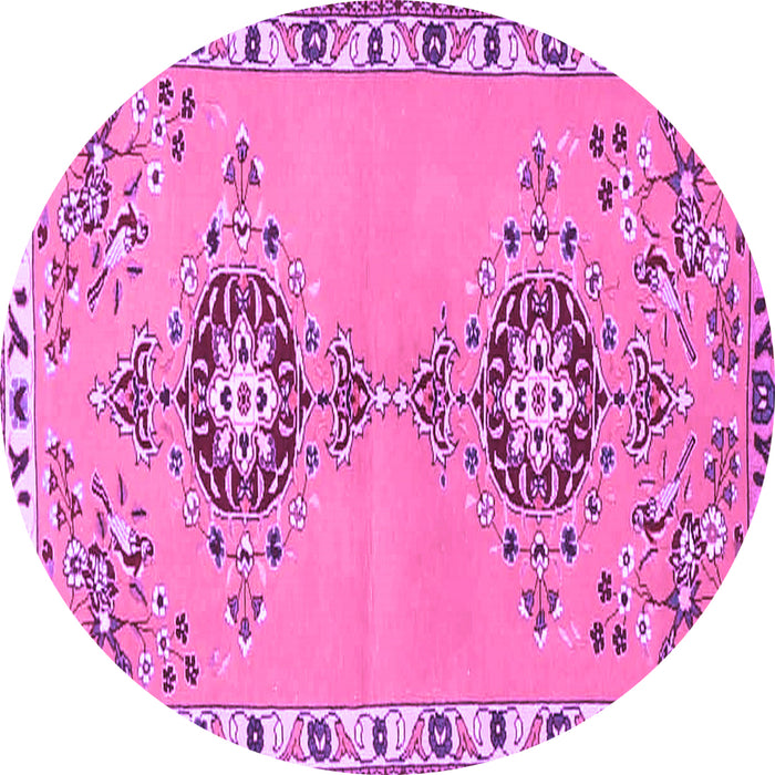 Round Machine Washable Persian Purple Traditional Area Rugs, wshtr4023pur