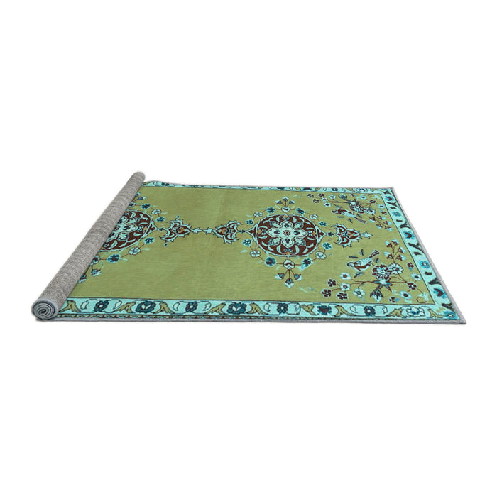 Sideview of Machine Washable Persian Light Blue Traditional Rug, wshtr4023lblu