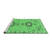 Sideview of Machine Washable Persian Emerald Green Traditional Area Rugs, wshtr4023emgrn