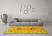 Machine Washable Persian Yellow Traditional Rug in a Living Room, wshtr4023yw