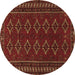 Round Persian Brown Traditional Rug, tr4024brn
