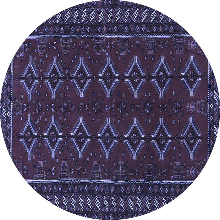 Round Machine Washable Persian Blue Traditional Rug, wshtr4024blu