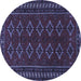 Round Machine Washable Persian Blue Traditional Rug, wshtr4024blu