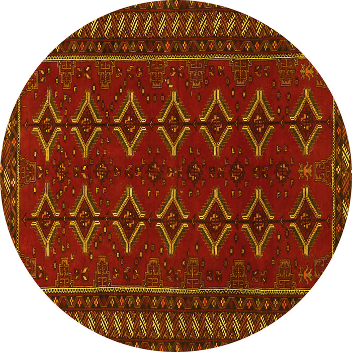 Round Persian Yellow Traditional Rug, tr4024yw