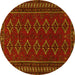 Round Persian Yellow Traditional Rug, tr4024yw