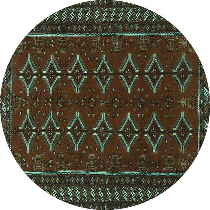 Round Machine Washable Persian Turquoise Traditional Area Rugs, wshtr4024turq