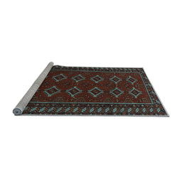 Sideview of Machine Washable Persian Light Blue Traditional Rug, wshtr4024lblu