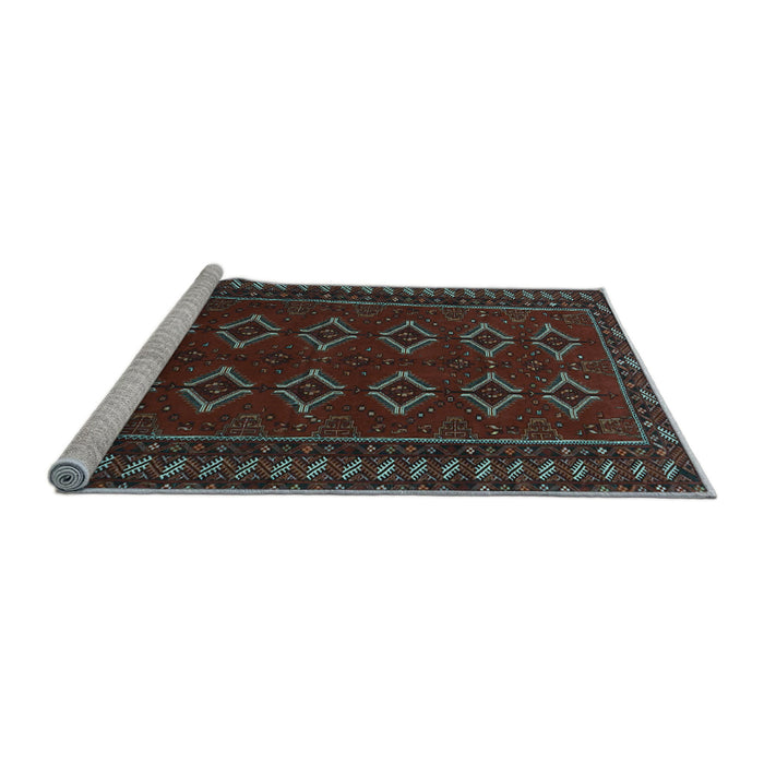 Sideview of Machine Washable Persian Light Blue Traditional Rug, wshtr4024lblu