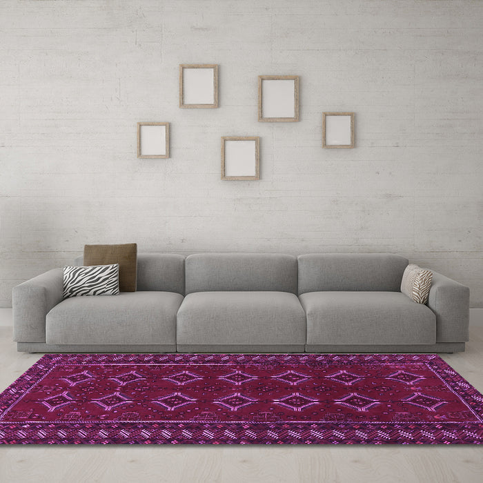 Machine Washable Persian Purple Traditional Area Rugs in a Living Room, wshtr4024pur