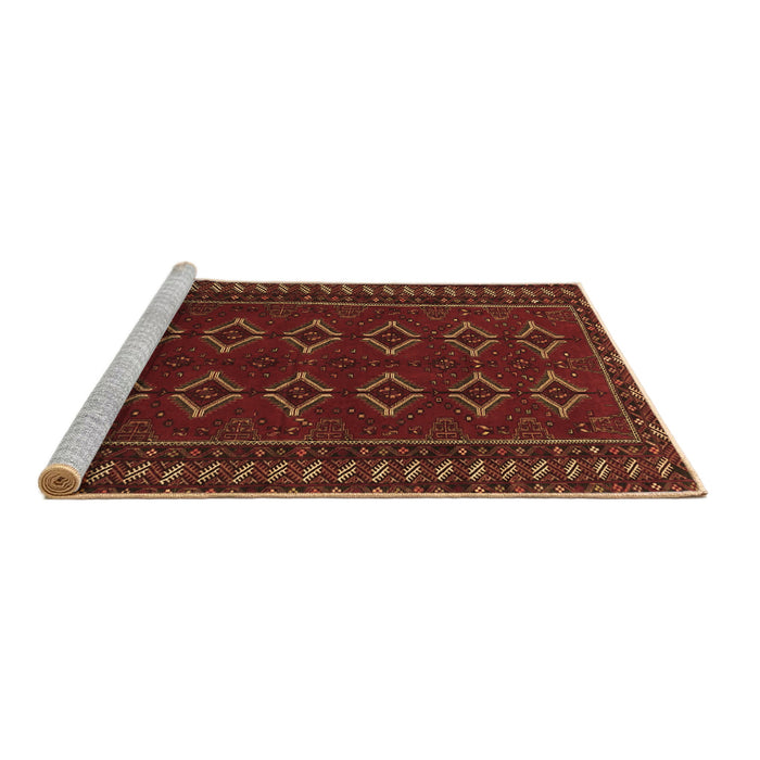 Sideview of Machine Washable Persian Brown Traditional Rug, wshtr4024brn