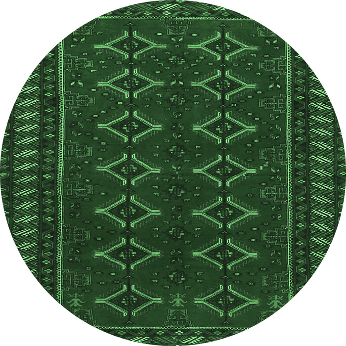 Round Persian Emerald Green Traditional Rug, tr4024emgrn
