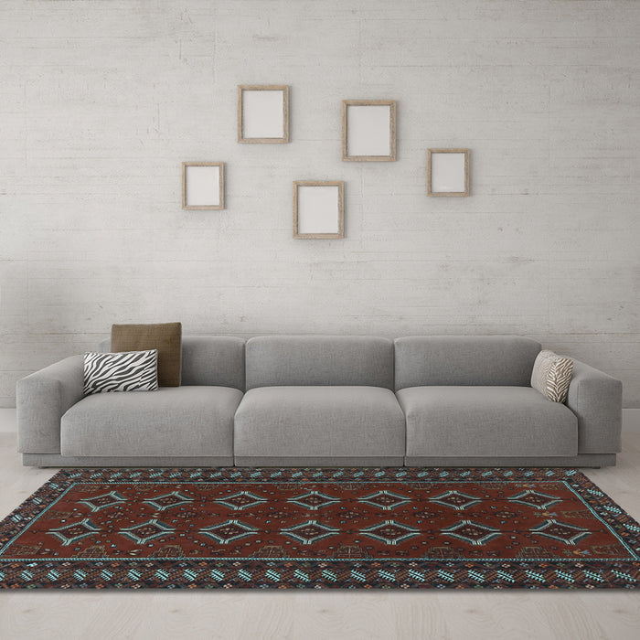 Machine Washable Persian Light Blue Traditional Rug in a Living Room, wshtr4024lblu