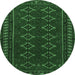 Round Machine Washable Persian Emerald Green Traditional Area Rugs, wshtr4024emgrn