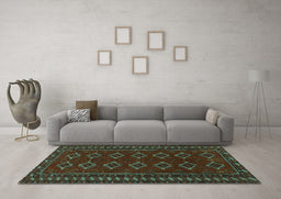 Machine Washable Persian Turquoise Traditional Area Rugs in a Living Room,, wshtr4024turq
