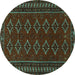 Round Persian Turquoise Traditional Rug, tr4024turq
