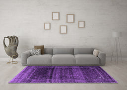 Machine Washable Persian Purple Traditional Area Rugs in a Living Room, wshtr4025pur