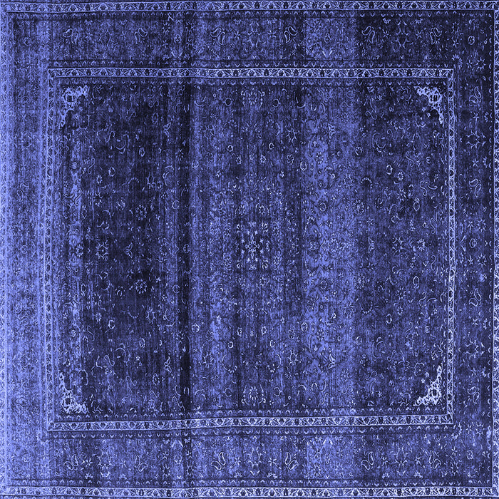 Square Machine Washable Persian Blue Traditional Rug, wshtr4025blu