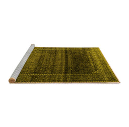 Sideview of Machine Washable Persian Yellow Traditional Rug, wshtr4025yw
