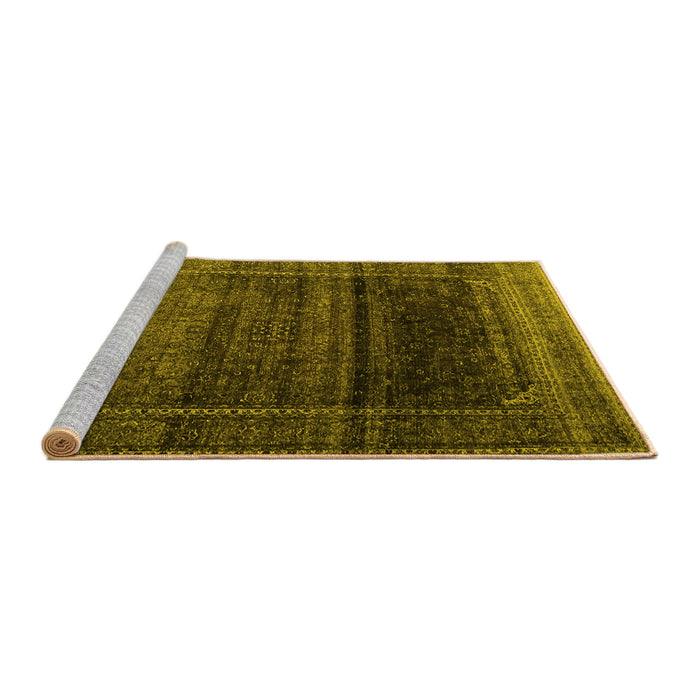 Sideview of Machine Washable Persian Yellow Traditional Rug, wshtr4025yw