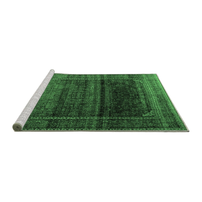 Sideview of Machine Washable Persian Emerald Green Traditional Area Rugs, wshtr4025emgrn
