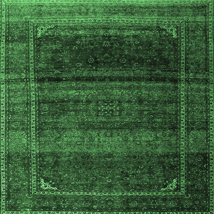 Square Machine Washable Persian Emerald Green Traditional Area Rugs, wshtr4025emgrn