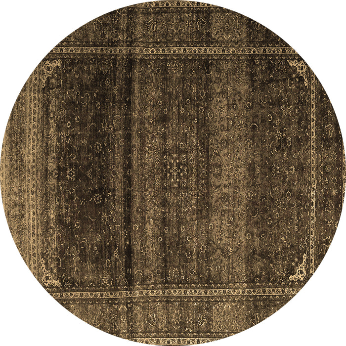 Round Persian Brown Traditional Rug, tr4025brn