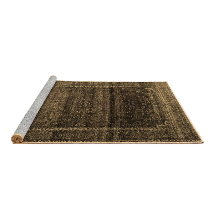 Sideview of Machine Washable Persian Brown Traditional Rug, wshtr4025brn