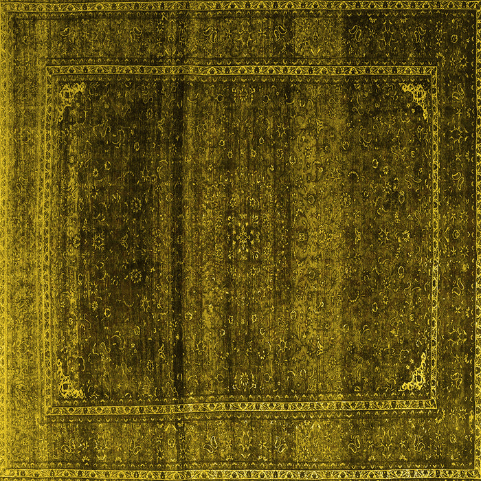 Square Machine Washable Persian Yellow Traditional Rug, wshtr4025yw
