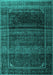 Machine Washable Persian Turquoise Traditional Area Rugs, wshtr4025turq