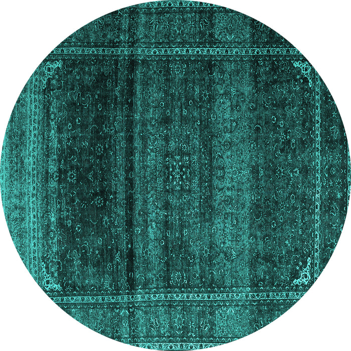 Round Persian Turquoise Traditional Rug, tr4025turq