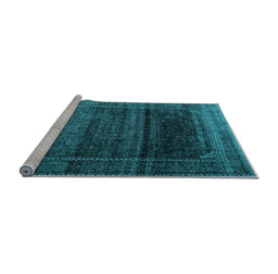 Sideview of Machine Washable Persian Light Blue Traditional Rug, wshtr4025lblu