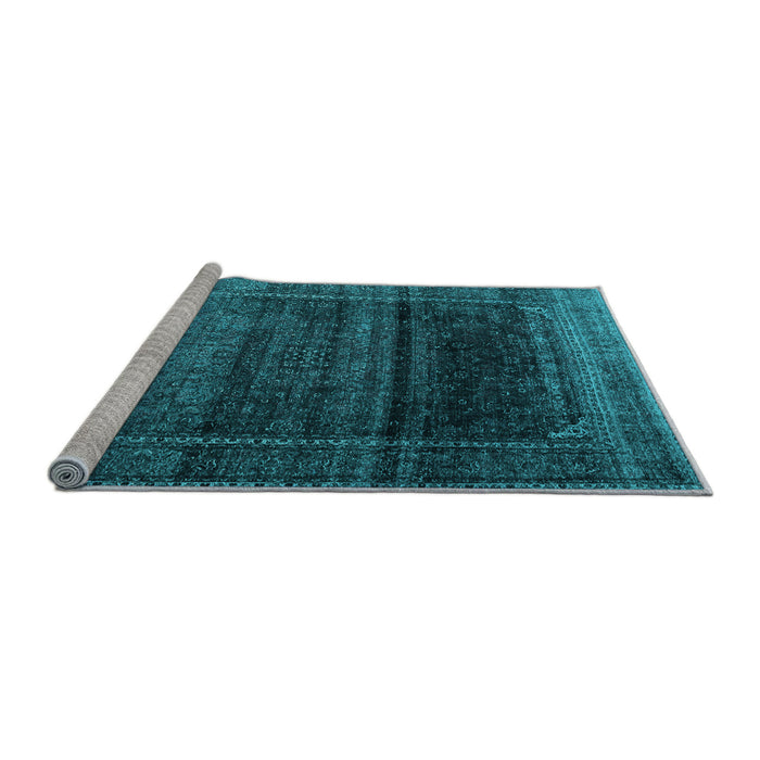 Sideview of Machine Washable Persian Light Blue Traditional Rug, wshtr4025lblu