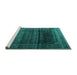 Sideview of Machine Washable Persian Turquoise Traditional Area Rugs, wshtr4025turq