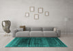 Machine Washable Persian Turquoise Traditional Area Rugs in a Living Room,, wshtr4025turq