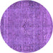 Round Machine Washable Persian Purple Traditional Area Rugs, wshtr4026pur