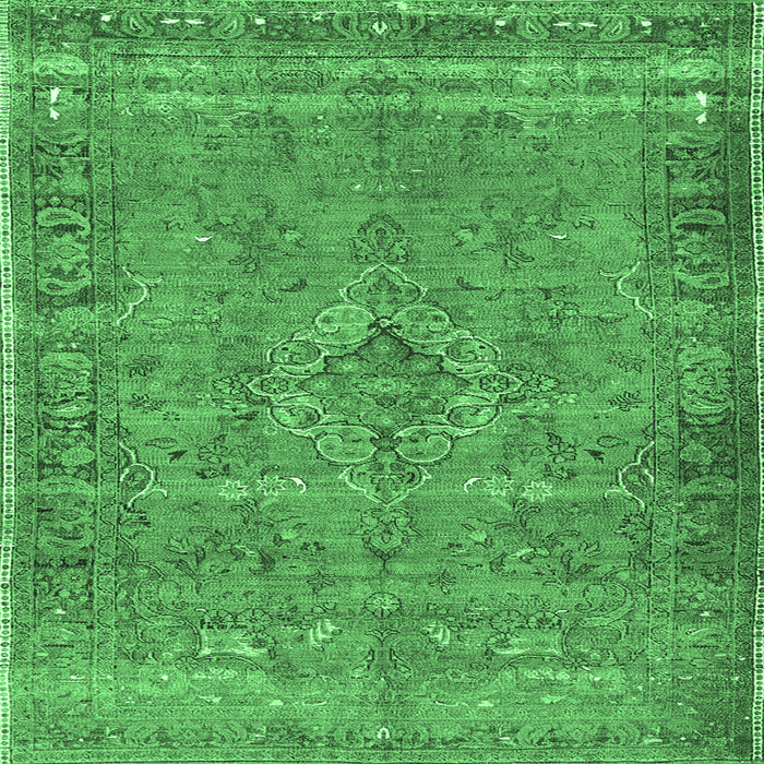 Square Machine Washable Persian Emerald Green Traditional Area Rugs, wshtr4026emgrn