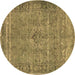 Round Persian Brown Traditional Rug, tr4026brn