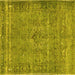 Square Machine Washable Persian Yellow Traditional Rug, wshtr4026yw