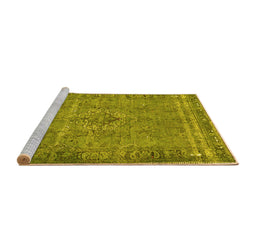 Sideview of Machine Washable Persian Yellow Traditional Rug, wshtr4026yw