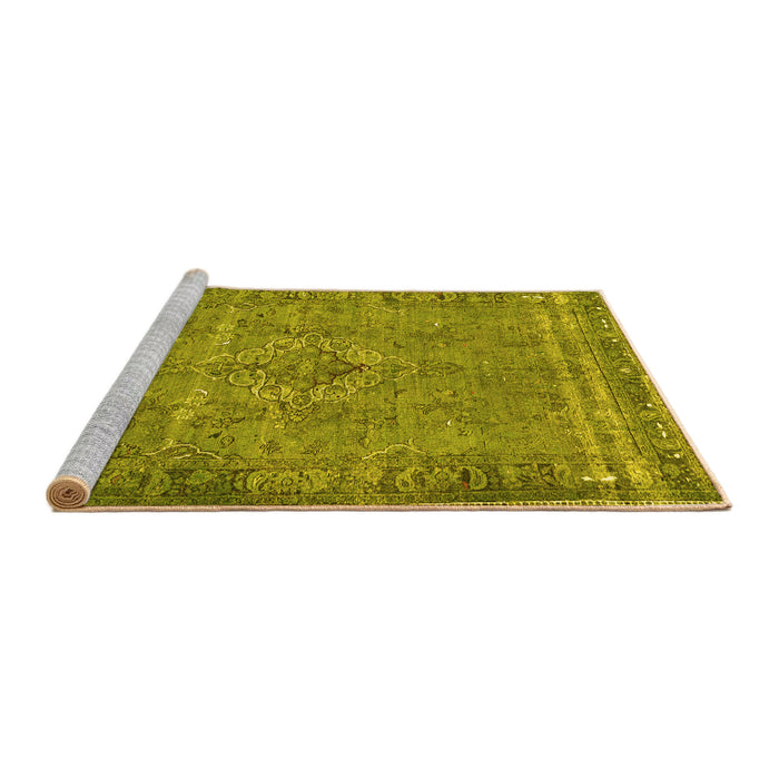 Sideview of Machine Washable Persian Yellow Traditional Rug, wshtr4026yw