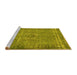 Sideview of Machine Washable Persian Yellow Traditional Rug, wshtr4026yw