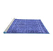 Sideview of Machine Washable Persian Blue Traditional Rug, wshtr4026blu
