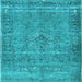 Square Machine Washable Persian Light Blue Traditional Rug, wshtr4026lblu