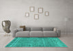 Machine Washable Persian Turquoise Traditional Area Rugs in a Living Room,, wshtr4026turq