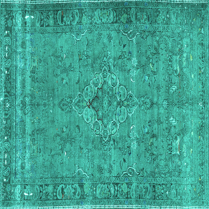 Square Persian Turquoise Traditional Rug, tr4026turq