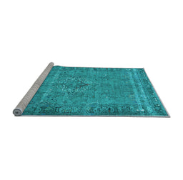 Sideview of Machine Washable Persian Light Blue Traditional Rug, wshtr4026lblu