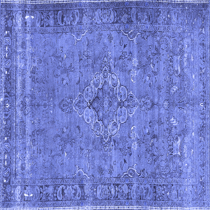 Square Machine Washable Persian Blue Traditional Rug, wshtr4026blu