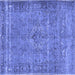 Square Machine Washable Persian Blue Traditional Rug, wshtr4026blu