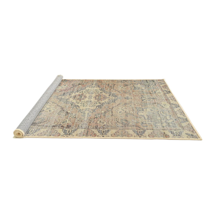 Sideview of Machine Washable Traditional Vanilla Gold Rug, wshtr4027